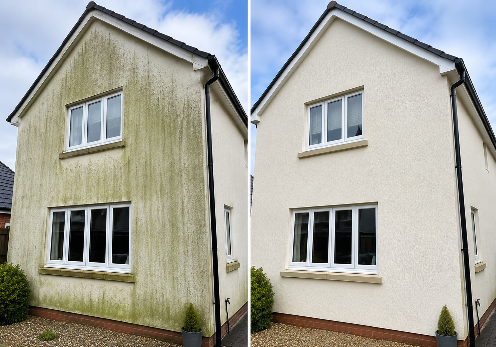 Green Algae Removal From Render in South Wales